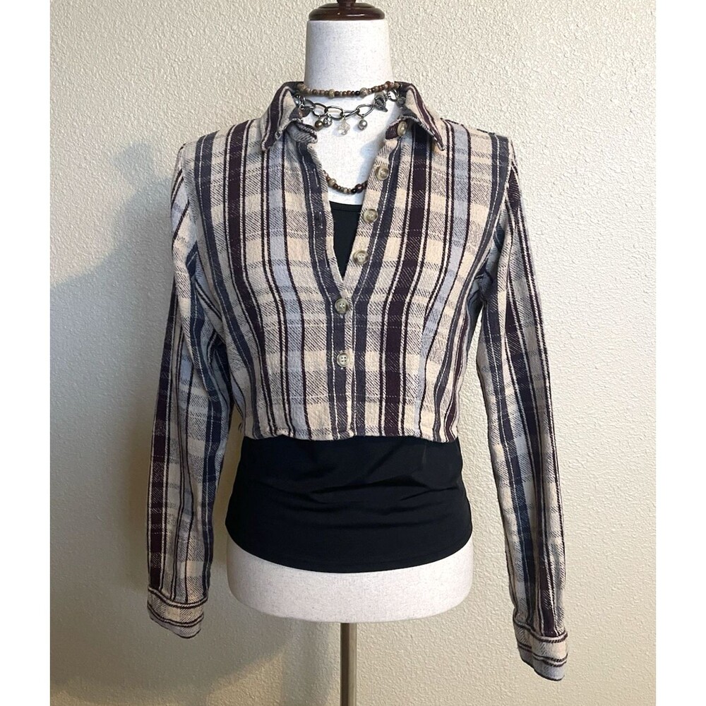 Urban Outtfitters womens boho cropped stripped shrug lightweight jacket sz L